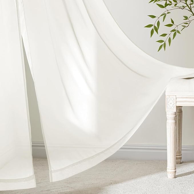 MIULEE Ivory Sheer Curtains 102 Inches Long 4 Panels 42 x 102 Inches | Light - Image 6