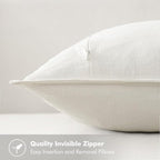 MIULEE Decorative Linen Pillow Covers 20x20 Inch Cream White | Boho Farmhouse​ - Image 3