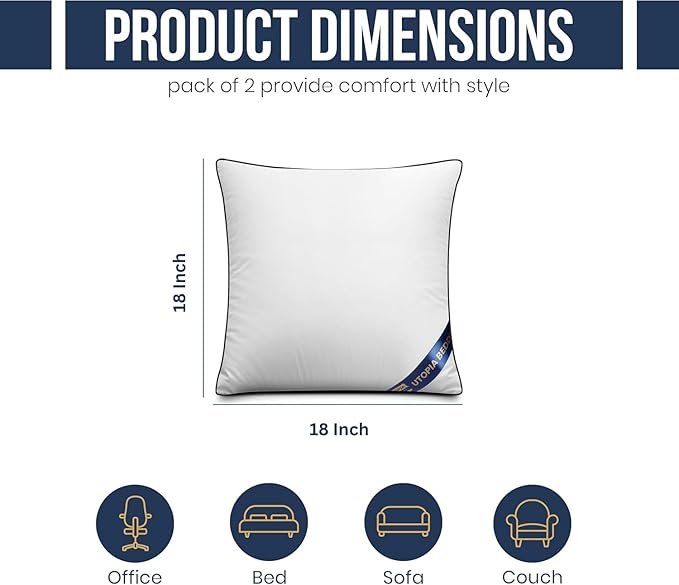 Utopia Bedding 18x18 Throw Pillow Inserts, Decorative Pillows, Plush & - Image 2