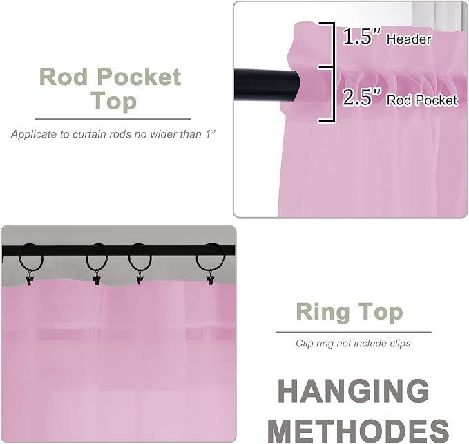 Sheer Pink Curtains 108 Inches Long - Image 4