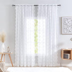 YJ YANJUN Vintage Lace Curtains 84 Inches Long 2 Panels-Victorian Floral Old - Image 2