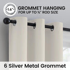 SimpleHome Cream 100% Blackout Curtains Room Darkening Living Room 63 Inch | - Image 6