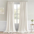 MIULEE Ivory Back Tab Blackout Curtains 52x108 Inch Long 2 Panels Set | Rod - Image 9