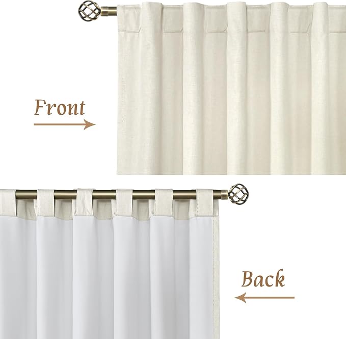 Ivory 100% Blackout Polyester Curtains 84 Inches Long, Polyester Living Room - Image 3