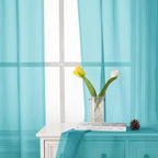 Aqua Sheer Curtains for Living Room 90 Inches Long 2 Pcs, Voile Solid Color - Image 7