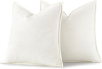 MIULEE Decorative Linen Euro Sham Pillow Covers 22x22 Inch Cream White | Boho - Image 6
