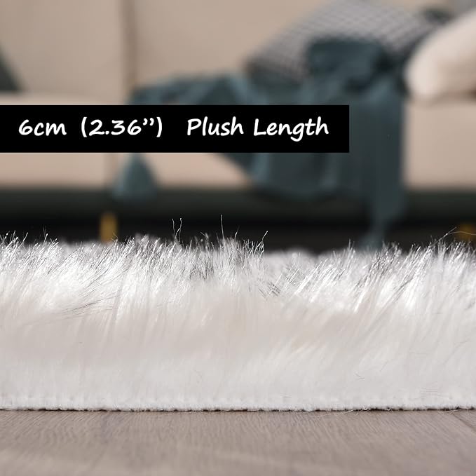 Goolela Sheepskin Area Rug 10x12 Fluffy Fuzzy Faux Fur Carpet - Image 2