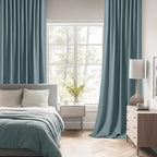 MIULEE Greyish Blue Back Tab Blackout Curtains 52x84 Inch Length 2 Panels | Rod - Image 2