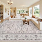 Area Rugs 9x12 Living Room: Bedroom Washable Carpet Beige & Grey | Large - Image 8