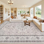 10x14 Area Rugs Living Room: Bedroom Washable Carpet Beige & Grey | Large by Luxturiy