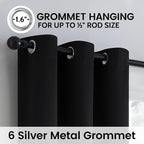 SimpleHome Black 100% Blackout Curtains Room Darkening Living Room 63 Inch | - Image 6