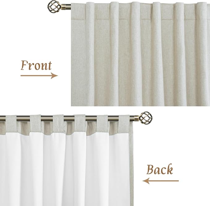 54 Inch Full Blackout Linen Window Curtains - Image 8