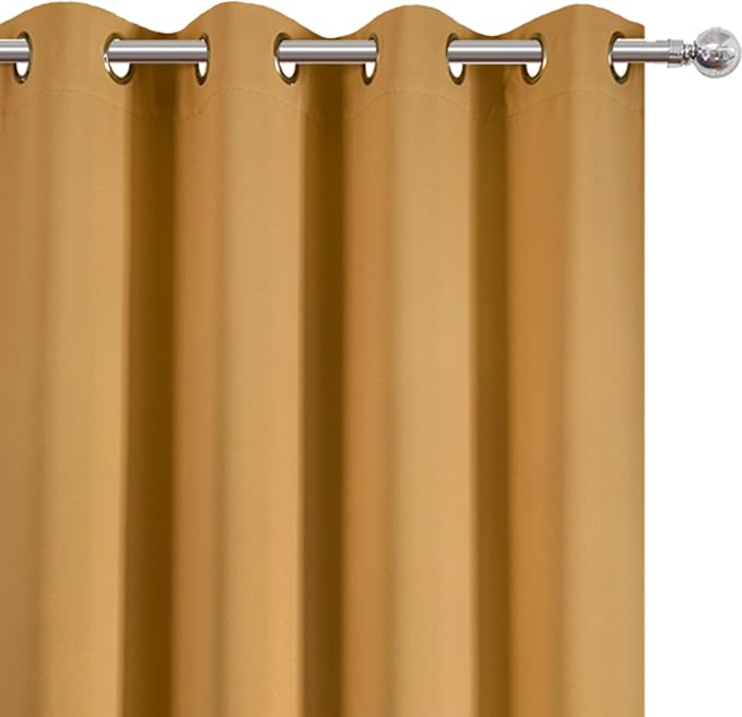 Mustard Yellow Thermal Blackout Curtains/52 x 45 Inch/Set of 2 Panels Room - Image 6