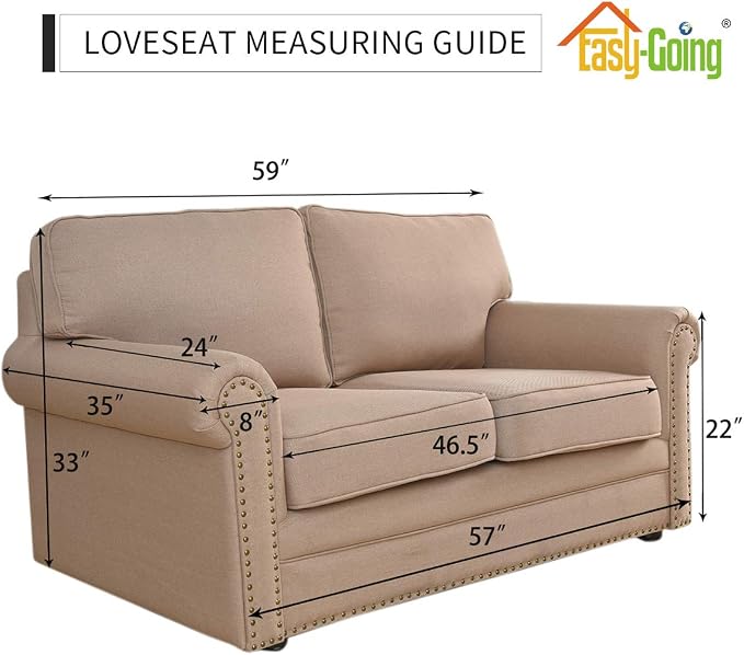 Easy-Going Stretch Loveseat Couch Covers Washable Brown | 1-Piece Loveseat - Image 7