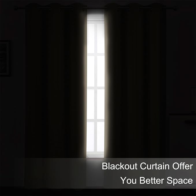 Khaki Thermal Blackout Curtains/52 x 72 Inch/Set of 2 Panels Room Darkening - Image 3