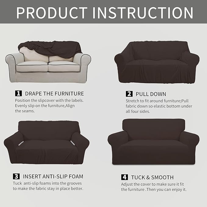 Easy-Going Stretch Oversized Sofa Couch Slipcover Washable Chocolate | 1-Piece - Image 7