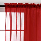 SpaceDresser Basic Rod Pocket Sheer Voile Window Curtain Panels Christmas Red 1 - Image 4
