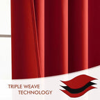 MIULEE Christmas Red Back Tab Blackout Curtains 52x96 Inch Long 2 Panels | Rod - Image 7