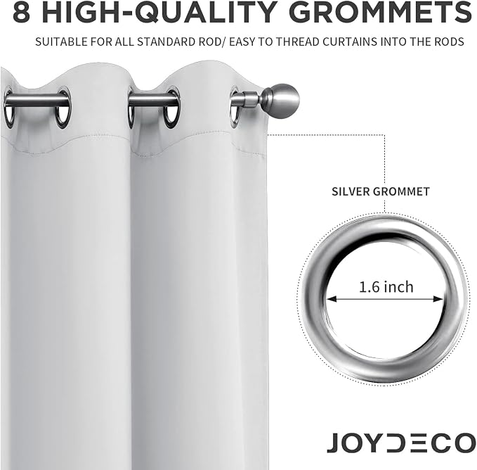 Joydeco White Curtains 45 Inches Long 2 Panels Set, Thermal Insulated Long - Image 2