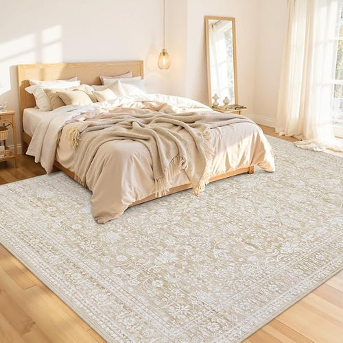10x14 Area Rugs Living Room: Bedroom Washable Carpet Natural Beige | Large - Image 2