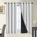 Yakamok Greyish White 100% Blackout Curtains 63 Inches Long, 2 Thick Layers | by Yakamok
