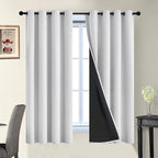Yakamok Greyish White 100% Blackout Curtains 63 Inches Long, 2 Thick Layers | by Yakamok