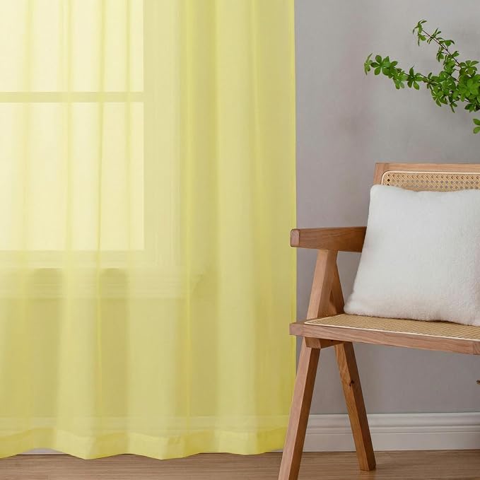 Goose Yellow Sheer Curtains 84 Inches Long 2 Panels, Light Filtering Rod Pocket - Image 8
