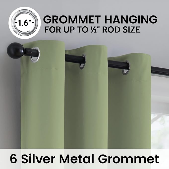 SimpleHome Sage 100% Blackout Curtains Room Darkening Living Room 54 Inch | - Image 6