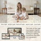 Round Area Rug Living Room: 8ft Washable Carpet Beige White | Vintage Boho - Image 5