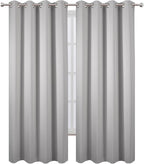 Blackout Curtains 52 x 90 Inch Long Light Grey Curtains Set of 2 Panels Room - Image 2