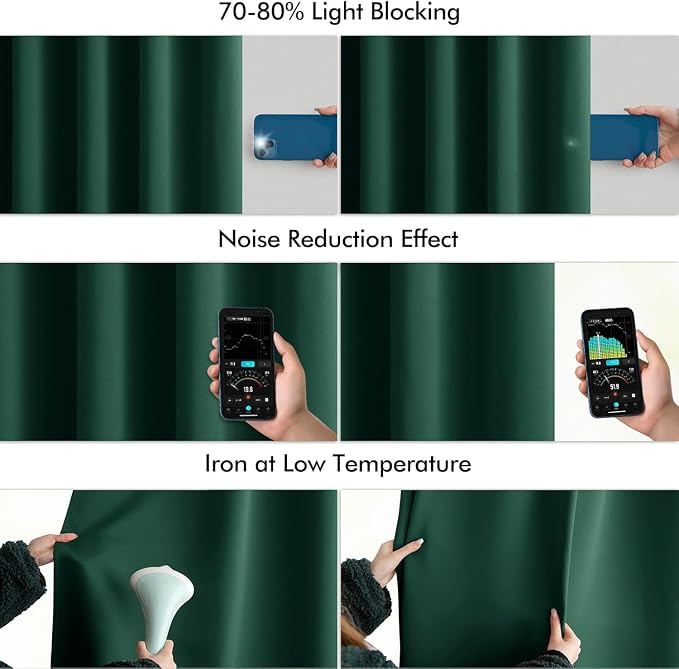 MIULEE Christmas Hunter Green Back Tab Blackout Curtains 52"x90" 2 Panels | Rod - Image 5