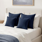 MIULEE Decorative Linen Pillow Covers 18x18 Inch Navy Blue | Boho Farmhouse​ - Image 4
