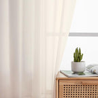 Extra Long Sheer Cream Curtains - Image 5