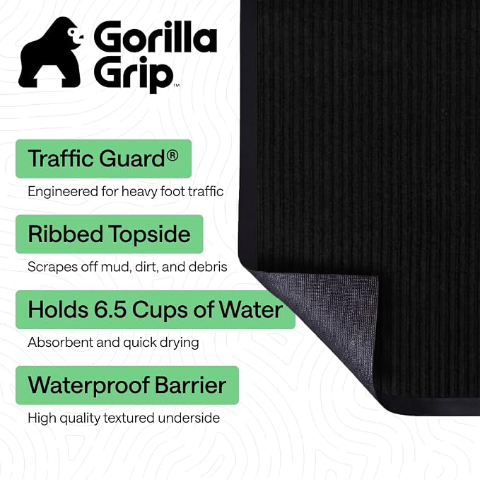 GORILLA GRIP Waterproof Traffic Guard Door Mat, Indoor Outdoor Heavy Duty - Image 2