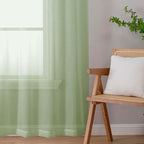 Sheer Light Green Curtains for Bedroom Living Room 90 Inches Long 2 Panels Set - Image 9
