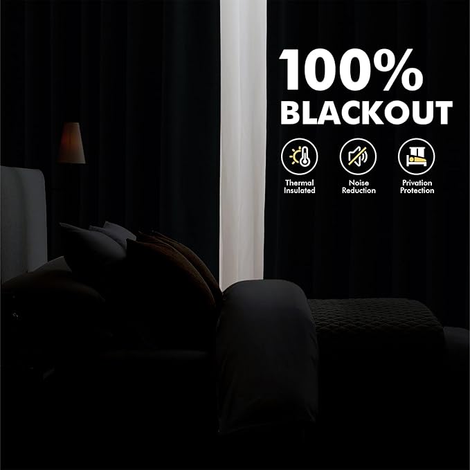 MIULEE 100% Blackout Linen Curtains 42 x 63 Inch Faux Linen 2 Panels | Thermal - Image 2