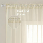 MIULEE Light Cream Sheer Curtains 54 X 84 Inches, 2 Panels | Solid Color - Image 2