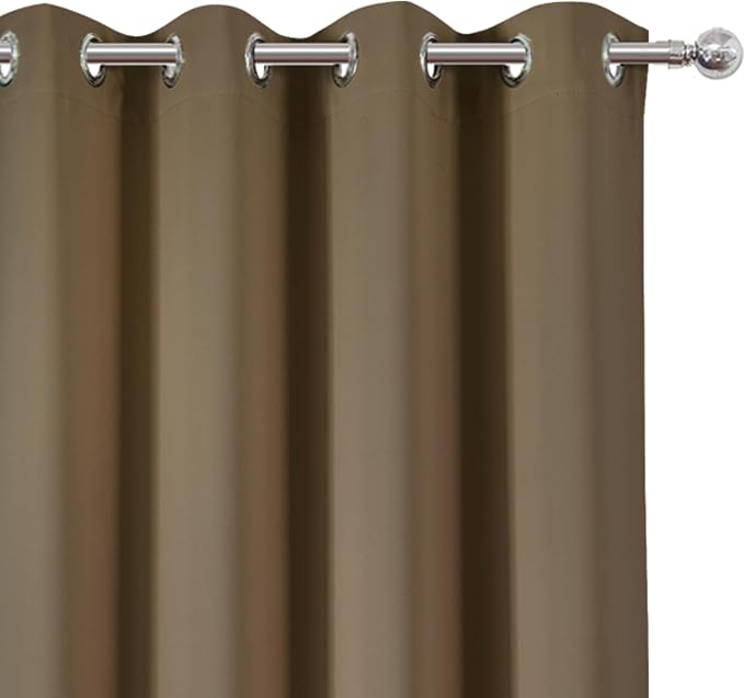 Blackout Curtains 66 x 72 Inch Long Brown Curtains Set of 2 Panels Room - Image 6