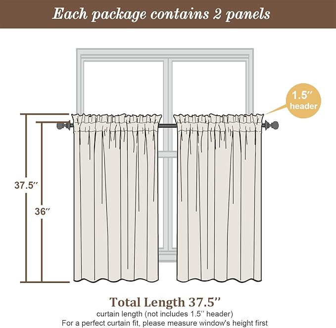 Chyhomenyc Hunter Green Sheer Curtains 36 inch Length 2 Panels, Light Filtering - Image 4