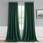 MIULEE Christmas Hunter Green Back Tab Blackout Curtains 52"x96" 2 Panels | Rod - Image 8