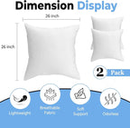 QUBA LINEN Throw Pillow Inserts, 26x26 Inches - Image 2