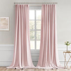 MIULEE Light Pink Back Tab Blackout Curtains 52x96 Inch Long 2 Panels Set | Rod - Image 9