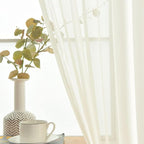 SpaceDresser Ivory Sheer Curtains 4 Panels Rod Pocket Semi-Sheer Curtain 108 - Image 4