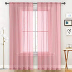 SpaceDresser Sheer Blush Curtains 4 Panels Rod Pocket Semi-Sheer Curtain 63 - Image 3