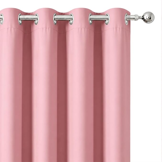 Blackout Curtains 52 x 120 Inch Long Pink Curtains Set of 2 Panels Room - Image 6