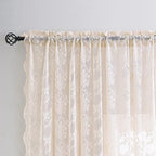 YJ YANJUN Vintage Lace Curtains 84 Inches Long-Victorian Floral Dusty Pink - Image 5