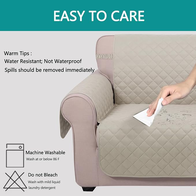 U-NICE HOME Reversible Recliner Chair Covers, Pet Friendly, Elastic Straps - Image 5