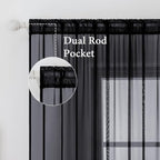 MIULEE 2 Panels Sheer Curtains for Living Room 54 X 45 Inches Black | Window - Image 2