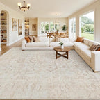 8x10 Area Rugs Living Room: Bedroom Washable Carpet Warm Beige | Vintage Boho - Image 8
