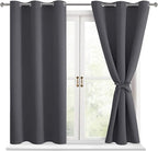Blackout Curtains for Bedroom, Dark Grey, 42 x 54 Inch, 2 Panels | Thermal by Hiasan